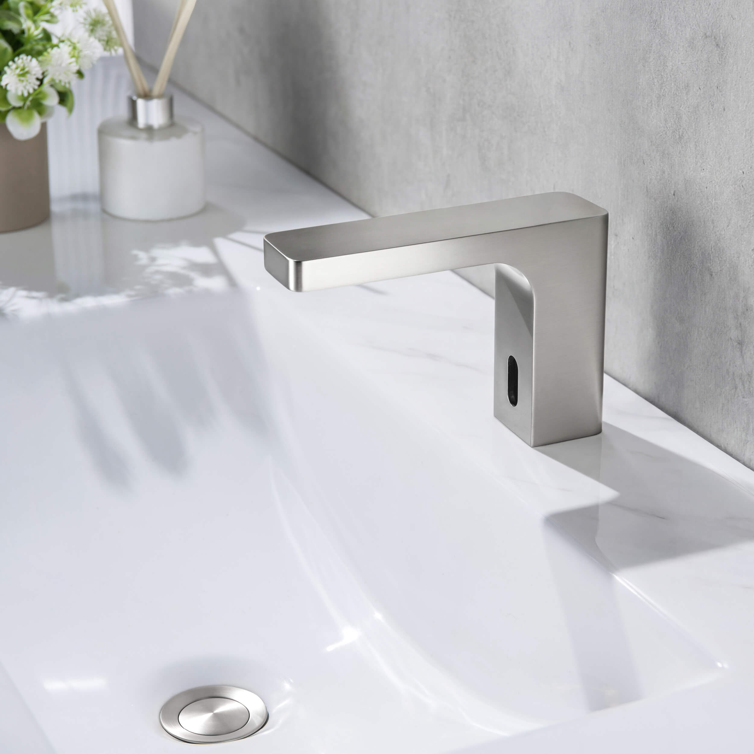 Fusion Touchless Bathroom Faucet with Pop-Up Drain — Plug-In or Battery Powered - CBF-1030