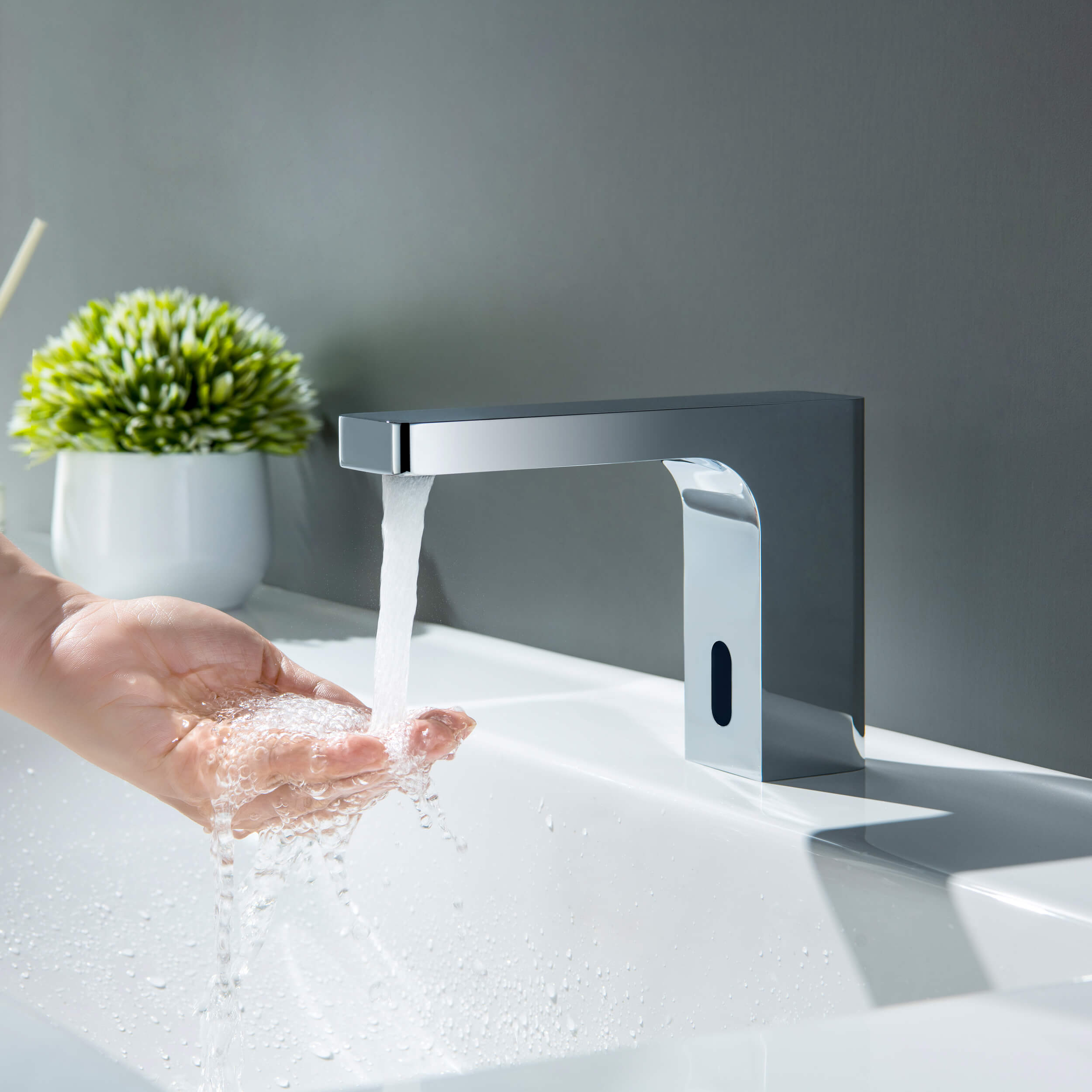 Fusion Touchless Bathroom Faucet with Pop-Up Drain — Plug-In or Battery Powered - CBF-1030