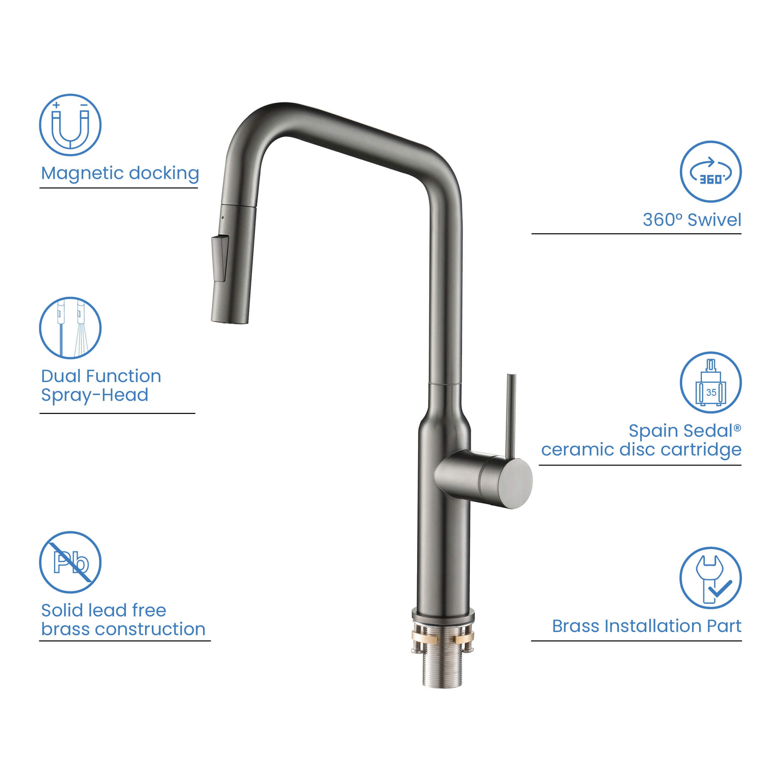 Tampa Single Handle Pull Down Kitchen Sink Faucet - CKF-2007