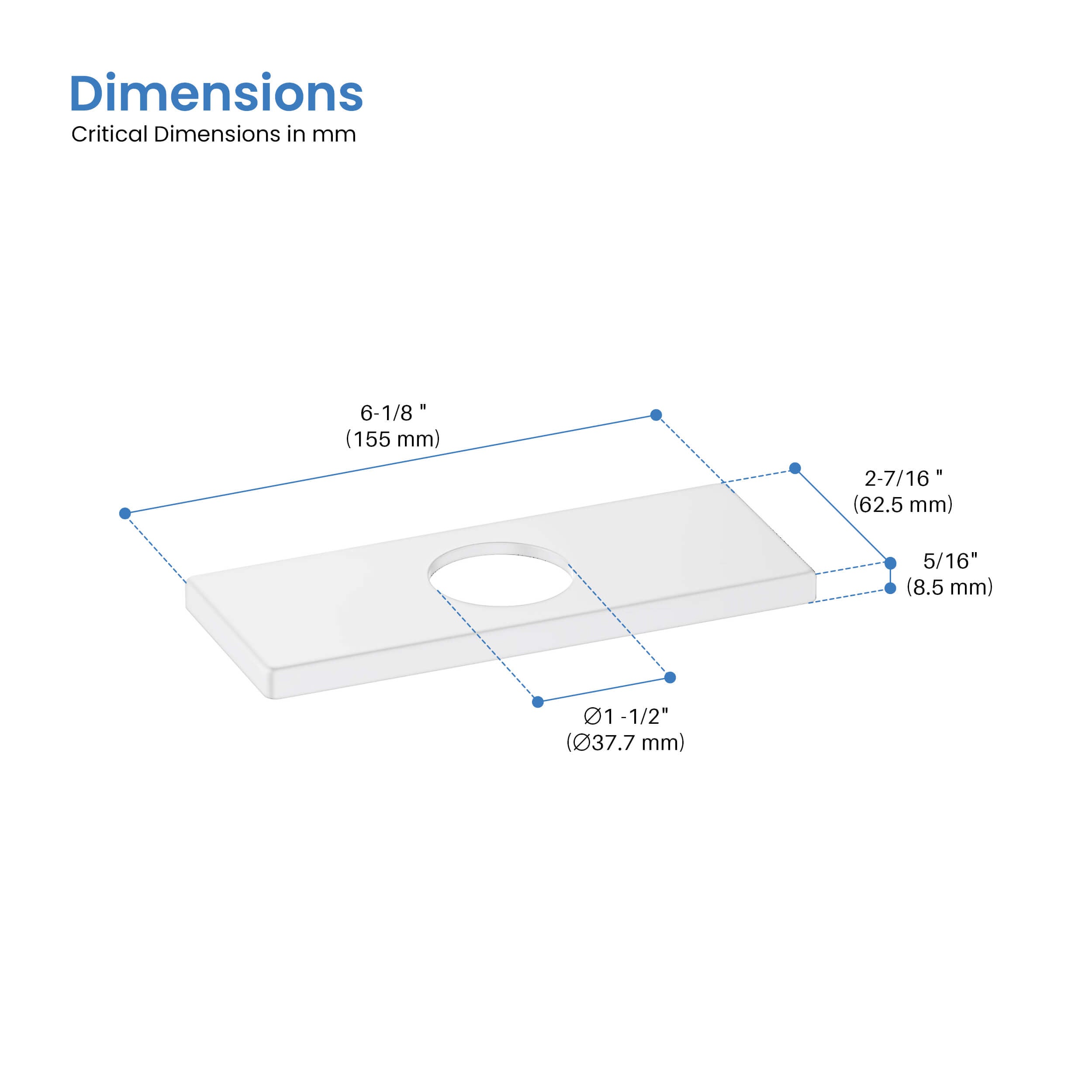 6 Inch Quadra Bathroom Faucet Hole Cover - FC-102