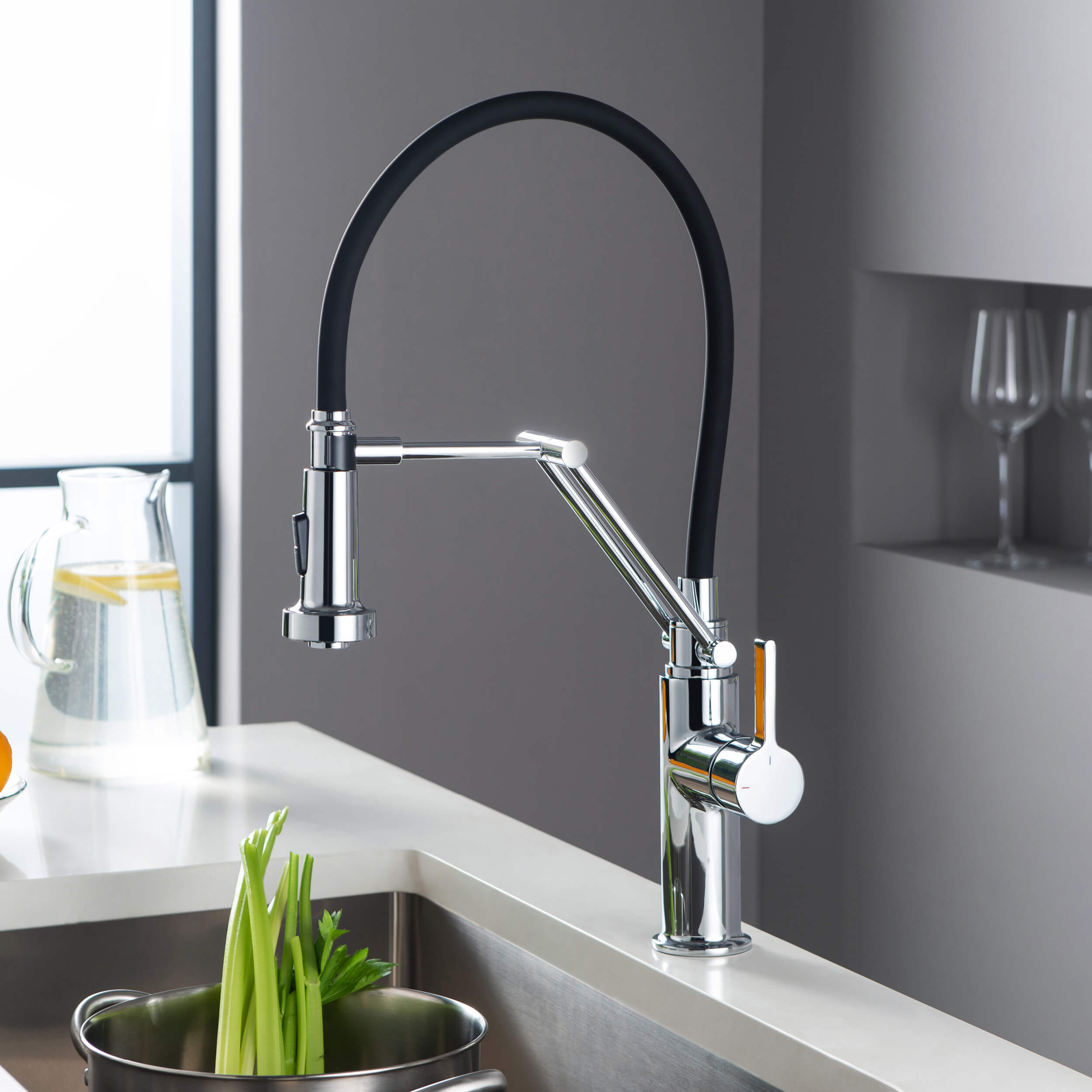 Vista Pro-Style Single Handle Pull Down Kitchen Faucet - CKF-2014
