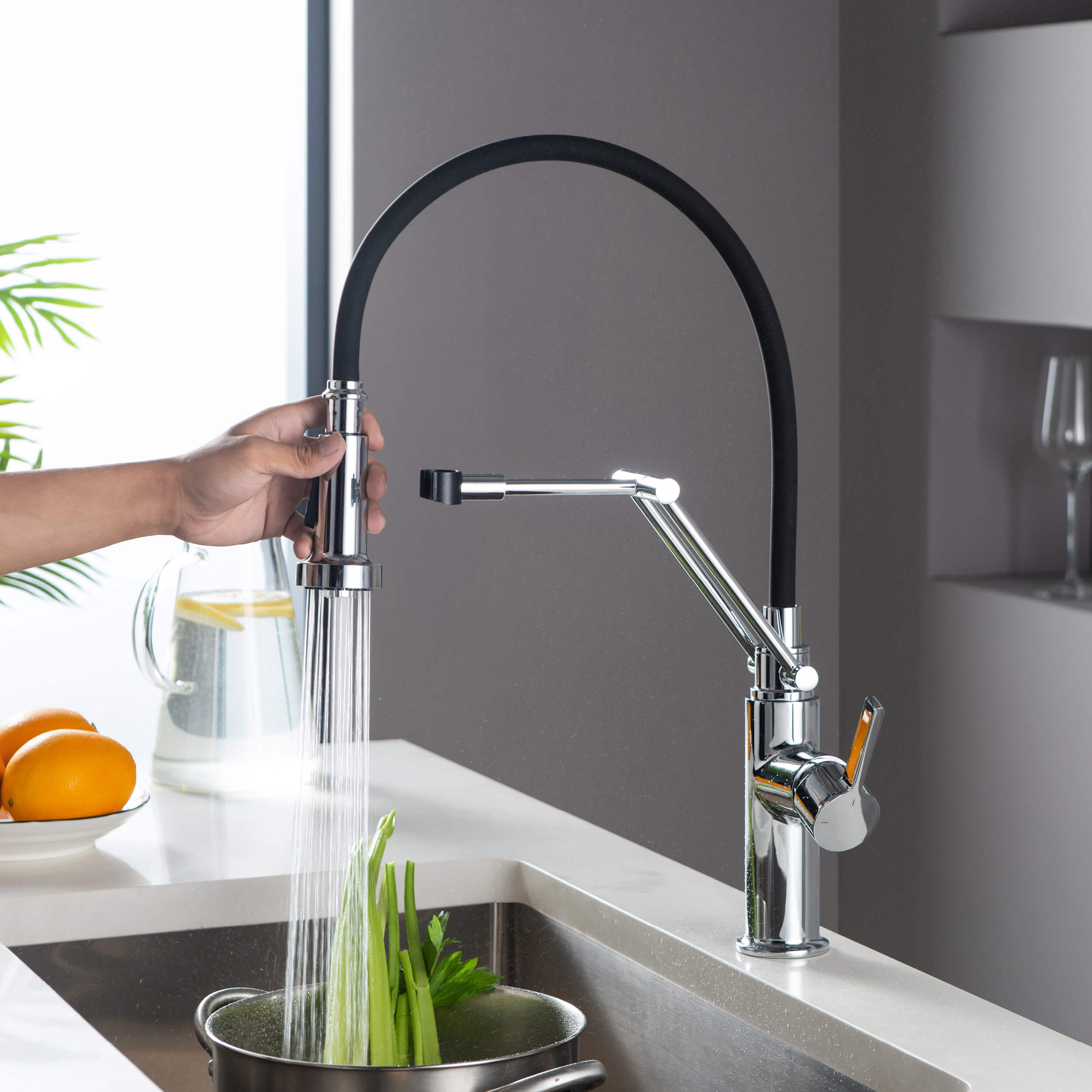 Vista Pro-Style Single Handle Pull Down Kitchen Faucet - CKF-2014