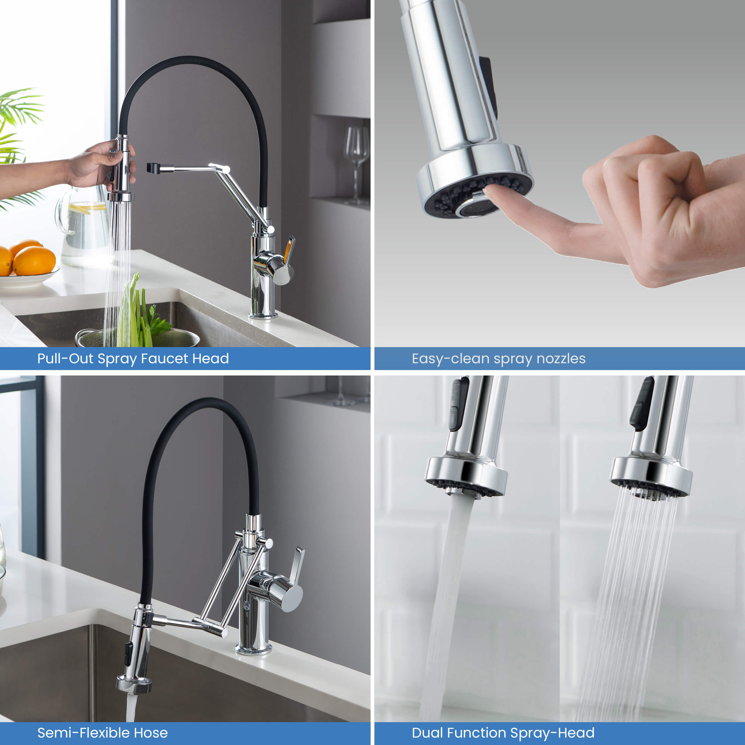 Vista Pro-Style Single Handle Pull Down Kitchen Faucet - CKF-2014