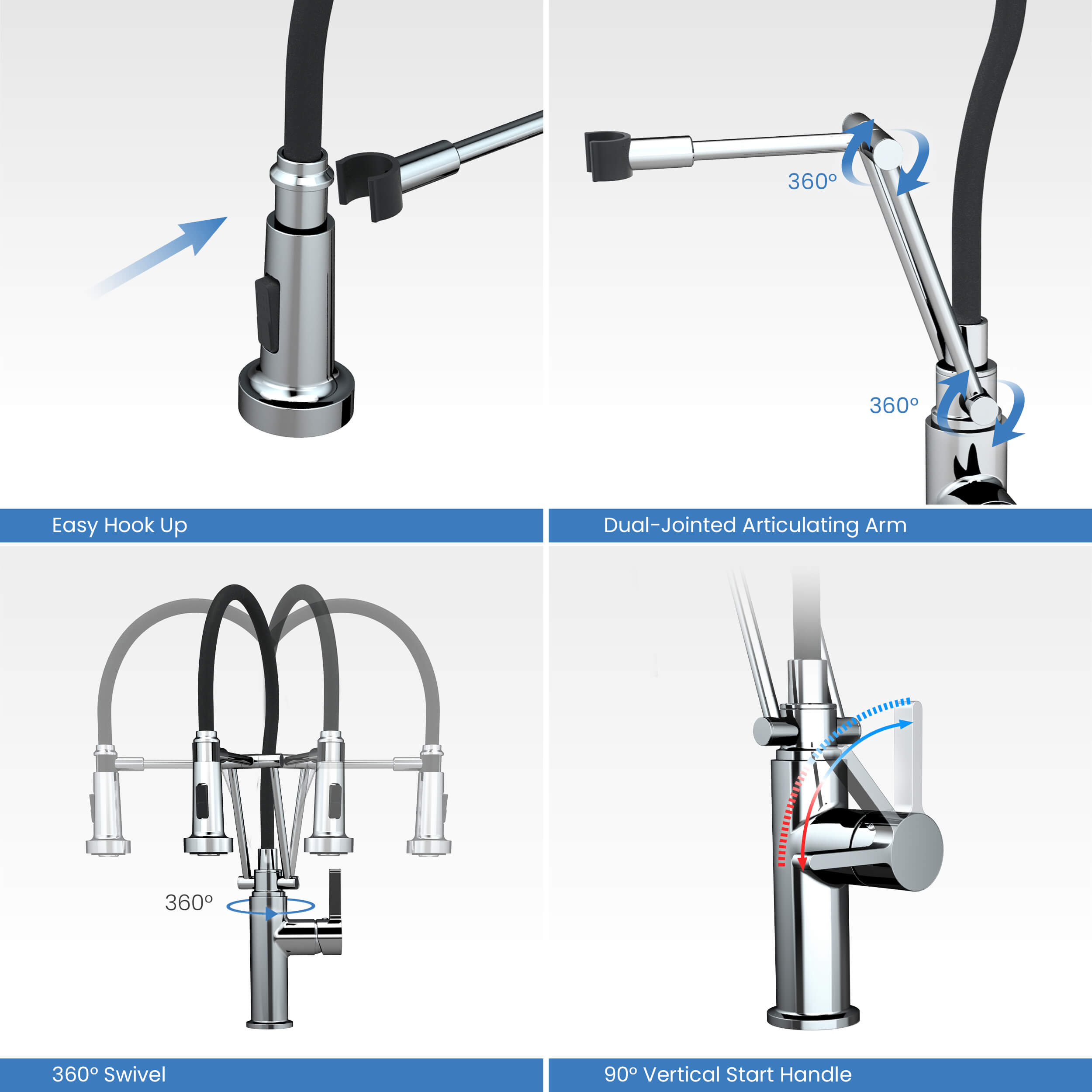 Vista Pro-Style Single Handle Pull Down Kitchen Faucet - CKF-2014