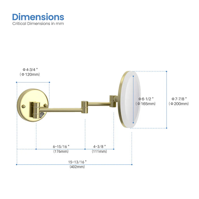 Halo LED Wall Mount One Side 5x Magnifying Makeup Mirror CMM-102
