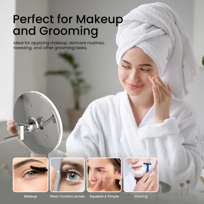 Halo LED Wall Mount One Side 5x Magnifying Makeup Mirror CMM-102