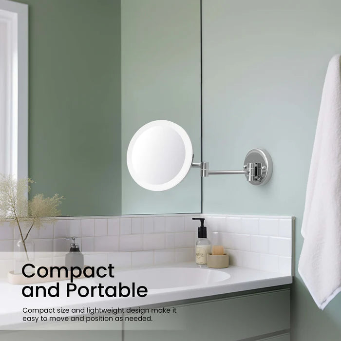 Halo LED Wall Mount One Side 5x Magnifying Makeup Mirror CMM-102