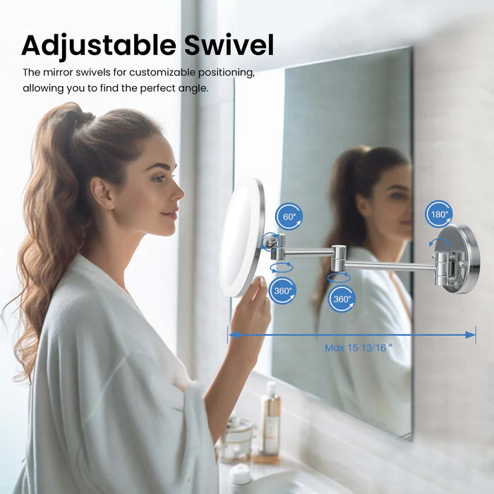 Halo LED Wall Mount One Side 5x Magnifying Makeup Mirror CMM-102