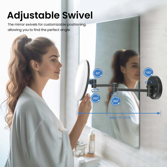 Halo LED Wall Mount One Side 5x Magnifying Makeup Mirror CMM-102