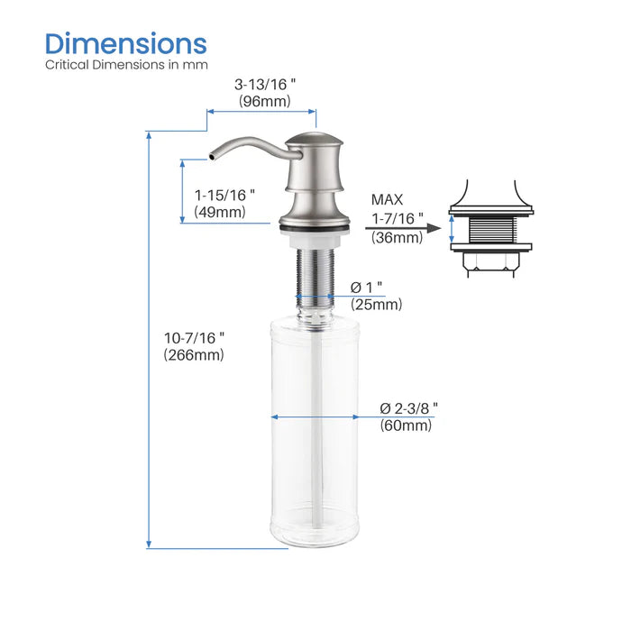 Kitchen Lead Free Solid Brass Construction Soap Dispenser - SD-101