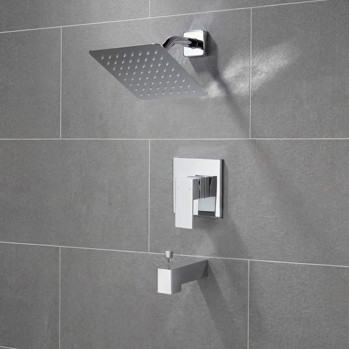Quadra Single Function Pressure Balanced Complete Shower Faucet Set with Tub Spout - CSF-4018