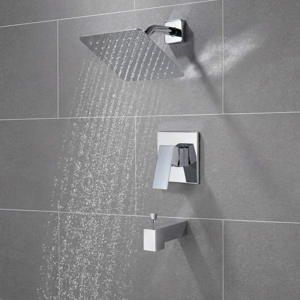 Quadra Single Function Pressure Balanced Complete Shower Faucet Set with Tub Spout - CSF-4018