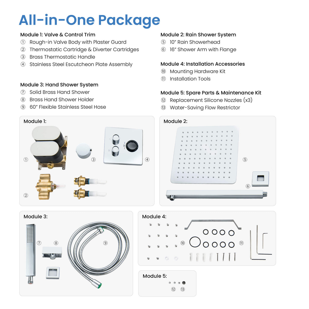 Quadra 2-Function Thermostatic Complete Shower Faucet Set - CSF-4024