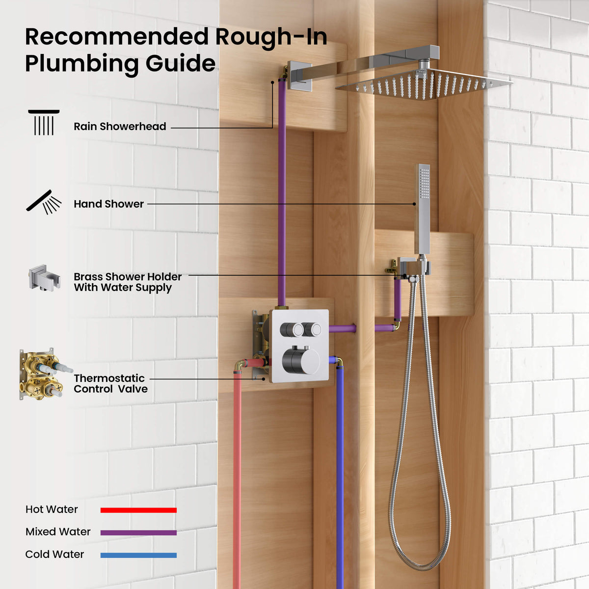 Quadra 2-Function Thermostatic Complete Shower Faucet Set - CSF-4024