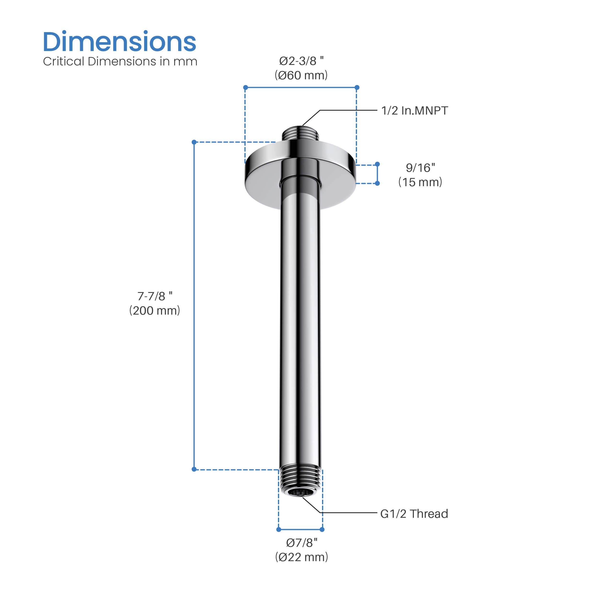 Halo 8" Ceiling Mounted Shower Arm - SA0800