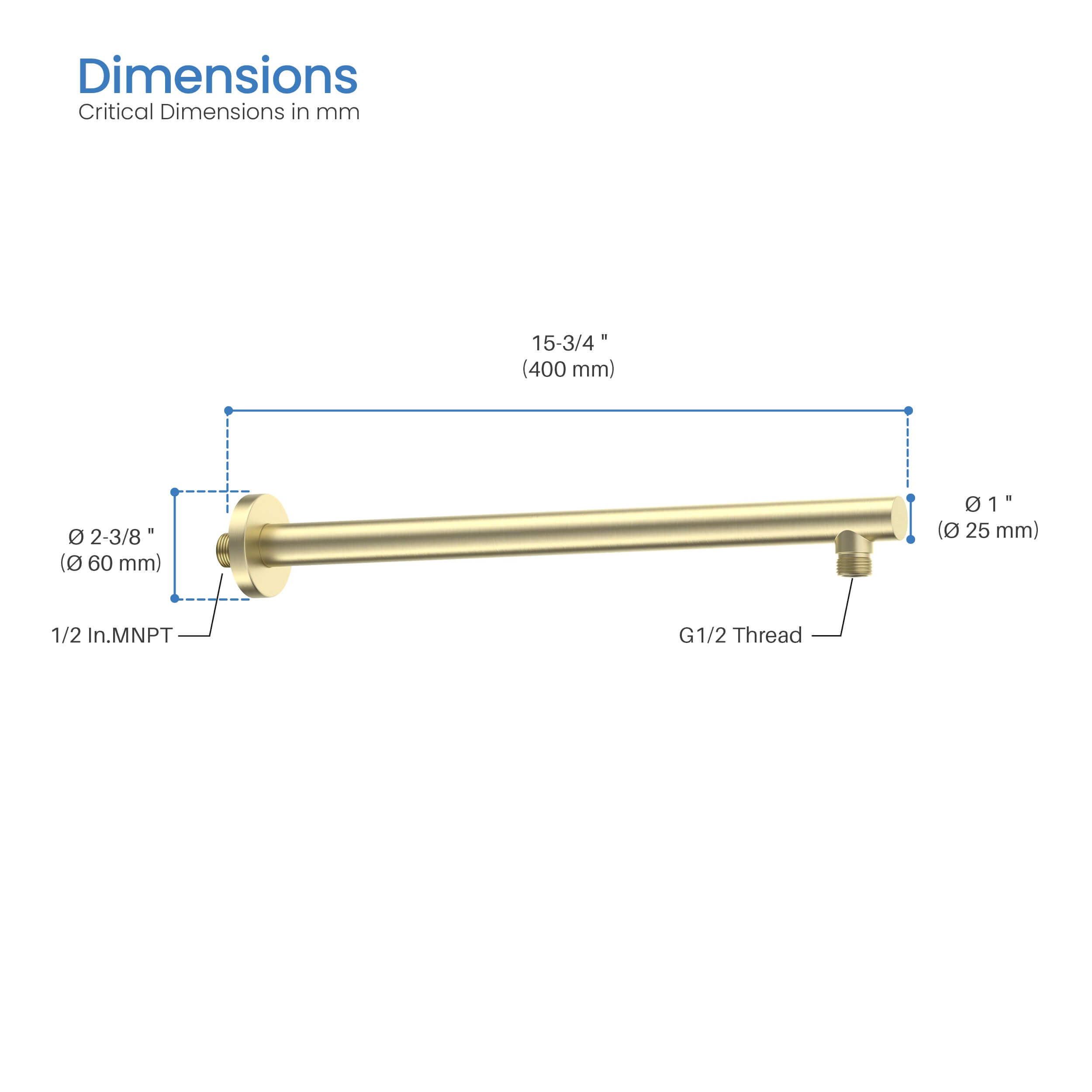 Halo 16" Wall Mounted Shower Arm - SA1600