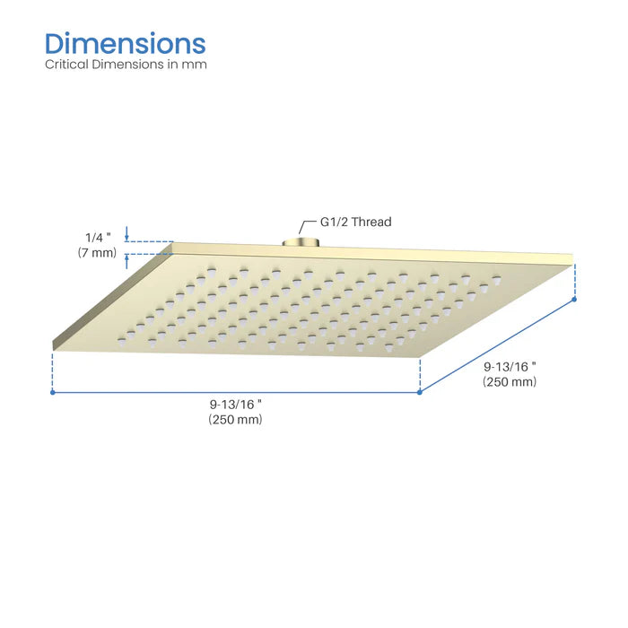 Quadra 10" Metal Thin Profile Rain Shower Head 1.75 GPM RS105