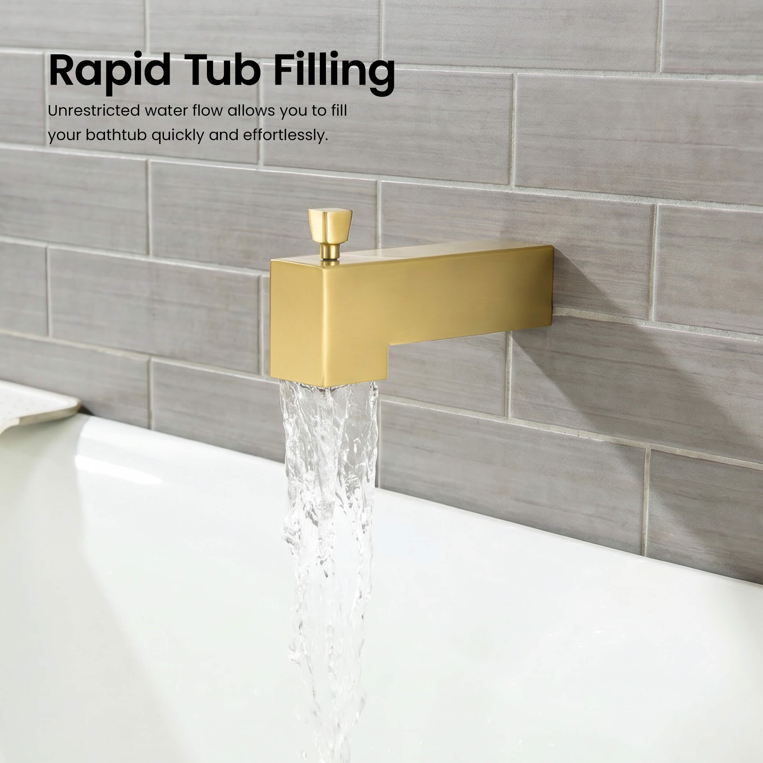 Quadra Wall Mounted 1/2" Slip-On Tub Spout with Diverter - TS103