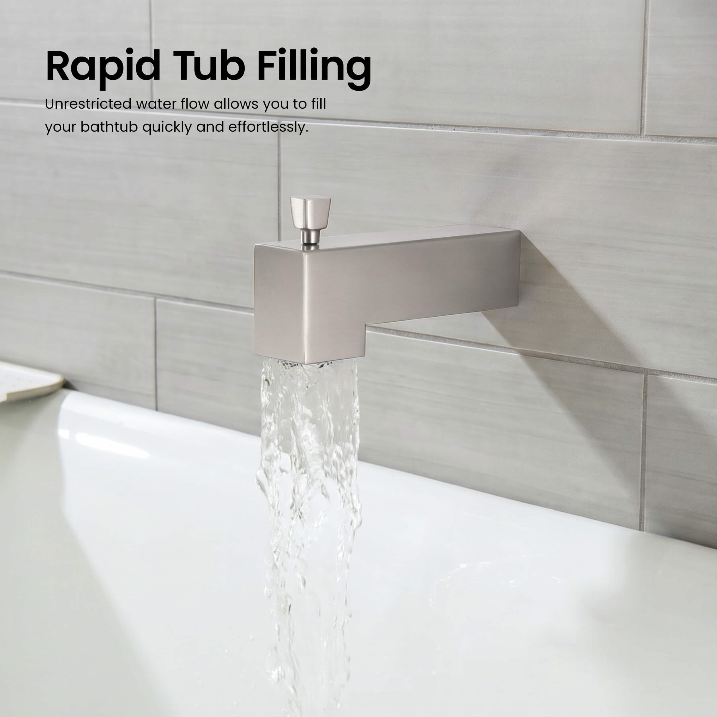 Quadra Wall Mounted 1/2" Slip-On Tub Spout with Diverter - TS103